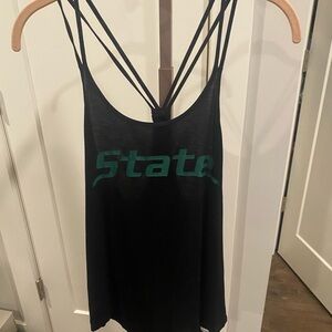 PINK Victoria’s Secret Michigan State MSU Black Strappy Tank Top XS (loose fit)